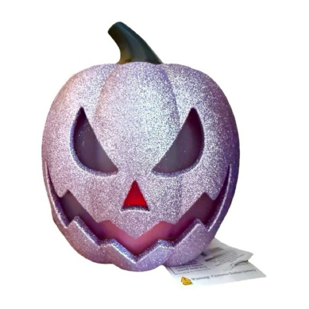 Glittery Purple Jack-O'-Lantern LED Decor